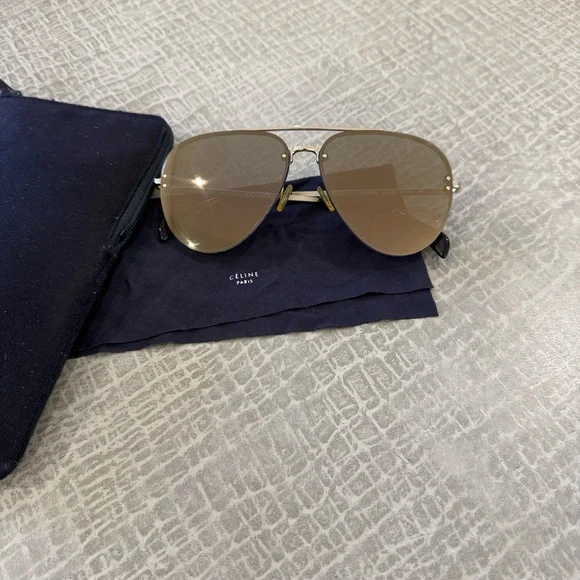 Celine Gold Aviator Sunglasses - Picture 3 of 6